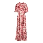 Giambattista Valli Long Ruby Pansies Silk Dress With Cape - Giambattista Valli Dresses - Romantic Couture - Shop at Coveti