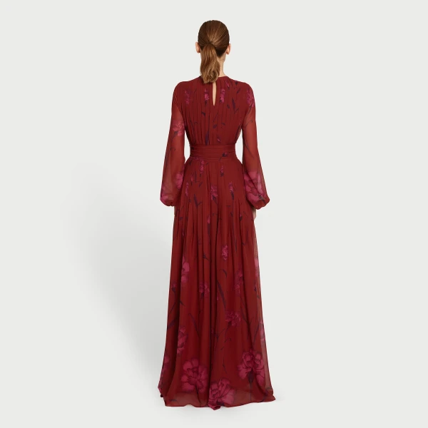 Giambattista Valli Macro Carnation Long Fitted Silk Dress - Giambattista Valli Dresses - Romantic Couture - Shop at Coveti
