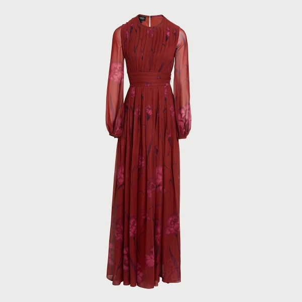 Giambattista Valli Macro Carnation Long Fitted Silk Dress - Giambattista Valli Dresses - Romantic Couture - Shop at Coveti