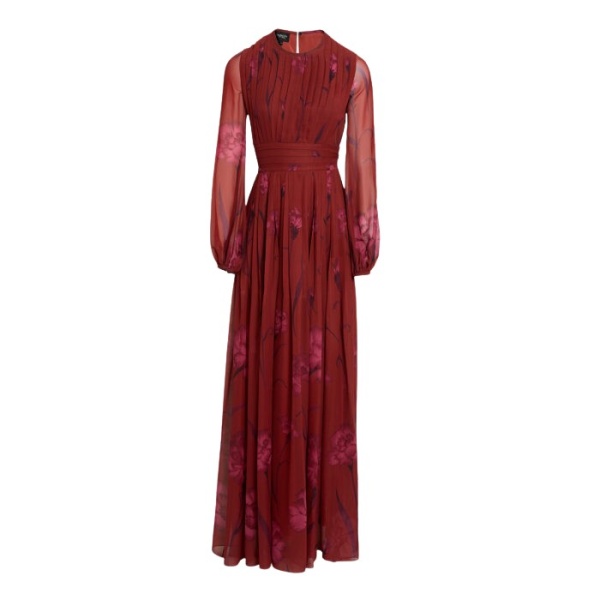 Giambattista Valli Macro Carnation Long Fitted Silk Dress - Giambattista Valli Dresses - Romantic Couture - Shop at Coveti