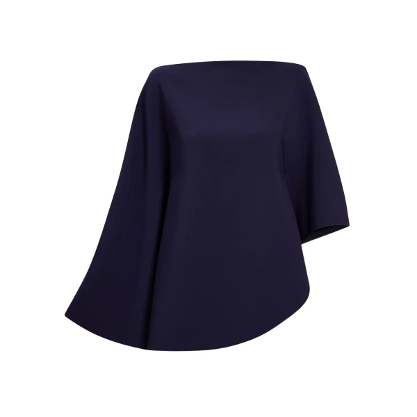 Safiyaa Marcella Top in Azurite - Safiyaa Tops - Heavy Crepe Cape Gown - Shop at Coveti