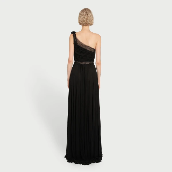 Giambattista Valli Maxi Asymmetrical Black Dress In Lace - Giambattista Valli Dresses - Romantic Couture - Shop at Coveti