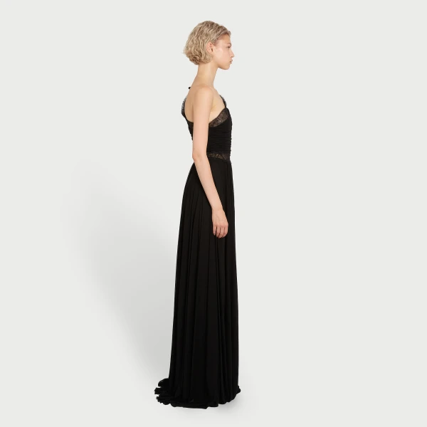Giambattista Valli Maxi Asymmetrical Black Dress In Lace - Giambattista Valli Dresses - Romantic Couture - Shop at Coveti