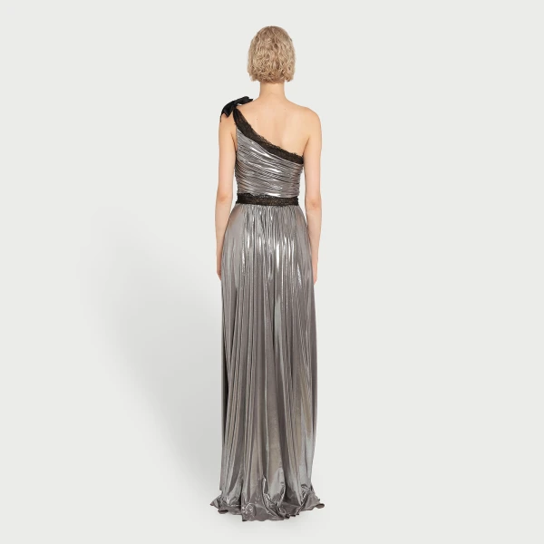 Giambattista Valli Maxi Asymmetrical Silver Liquid Jersey Dress - Giambattista Valli Dresses - Romantic Couture - Shop at Coveti