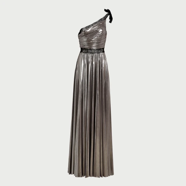 Giambattista Valli Maxi Asymmetrical Silver Liquid Jersey Dress - Giambattista Valli Dresses - Romantic Couture - Shop at Coveti
