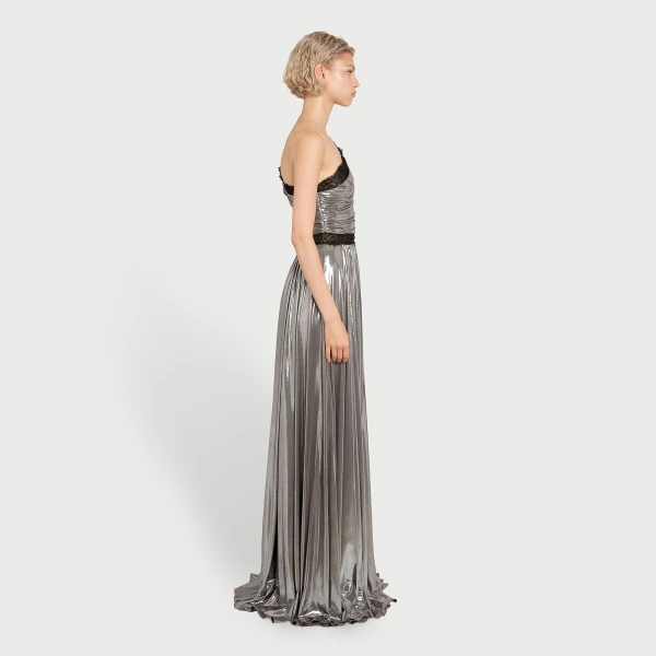 Giambattista Valli Maxi Asymmetrical Silver Liquid Jersey Dress - Giambattista Valli Dresses - Romantic Couture - Shop at Coveti