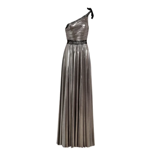 Giambattista Valli Maxi Asymmetrical Silver Liquid Jersey Dress - Giambattista Valli Dresses - Romantic Couture - Shop at Coveti