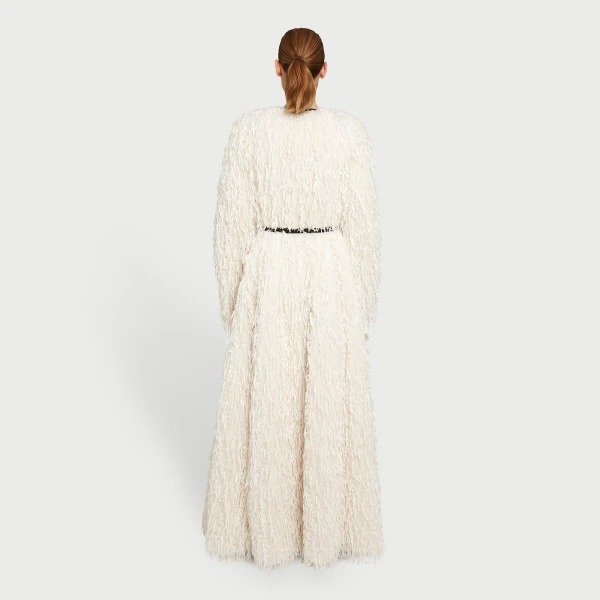 Giambattista Valli Maxi Ivory Coat In Feathery Fake Fur - Giambattista Valli Coats - Romantic Couture - Shop at Coveti