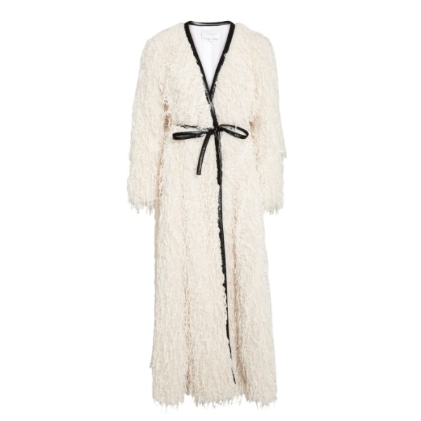 Giambattista Valli Maxi Ivory Coat In Feathery Fake Fur - Giambattista Valli Coats - Romantic Couture - Shop at Coveti