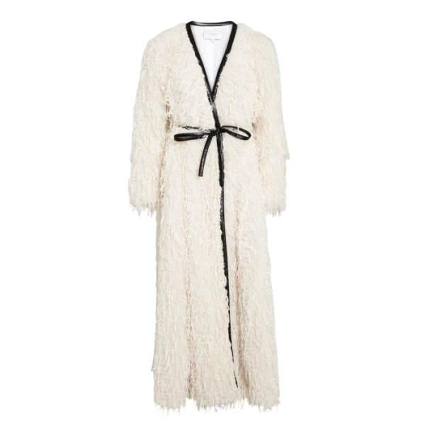 Giambattista Valli Maxi Ivory Coat In Feathery Fake Fur - Giambattista Valli Coats - Romantic Couture - Shop at Coveti