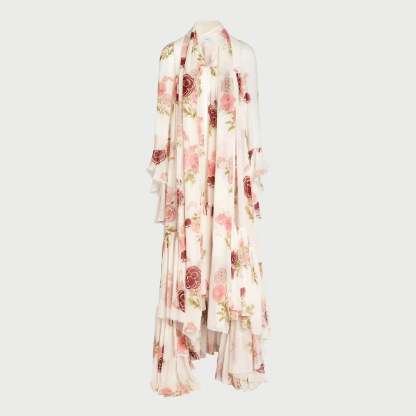 Giambattista Valli Maxi Pansies Creamy Silk Dress - Giambattista Valli Dresses - Romantic Couture - Shop at Coveti