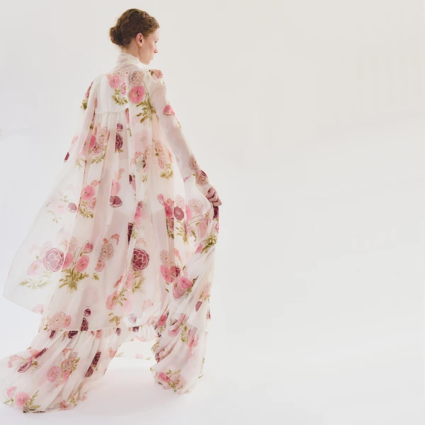 Giambattista Valli Maxi Pansies Creamy Silk Dress - Giambattista Valli Dresses - Romantic Couture - Shop at Coveti