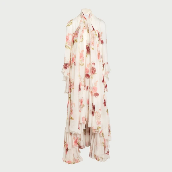 Giambattista Valli Maxi Pansies Creamy Silk Dress - Giambattista Valli Dresses - Romantic Couture - Shop at Coveti