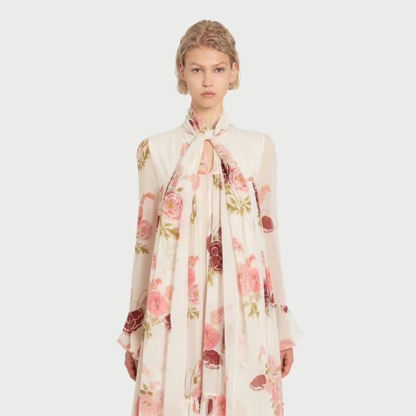 Giambattista Valli Maxi Pansies Creamy Silk Dress - Giambattista Valli Dresses - Romantic Couture - Shop at Coveti