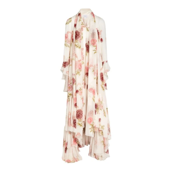 Giambattista Valli Maxi Pansies Creamy Silk Dress - Giambattista Valli Dresses - Romantic Couture - Shop at Coveti