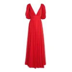 Giambattista Valli Maxi Red Silk Dress With Draped Shoulders - Giambattista Valli Dresses - Romantic Couture - Shop at Coveti
