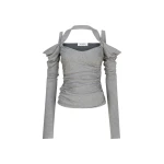 The Attico Melange Grey Top - The Attico Tops - Designed by Gilda Ambrosio & Giorgia Tordini - Shop at Coveti