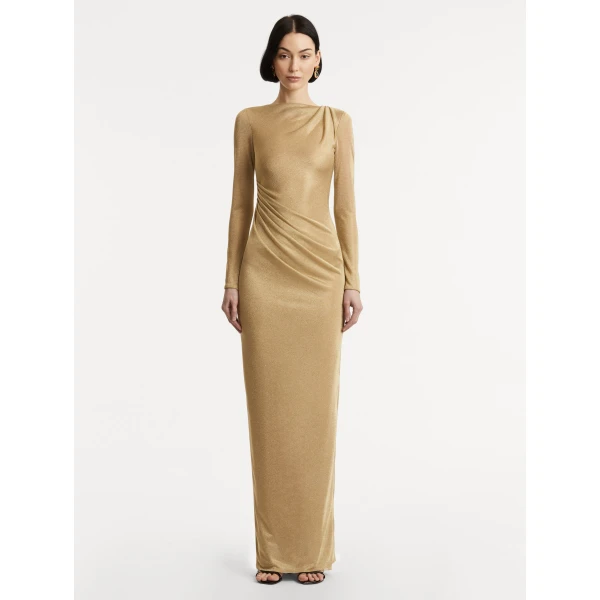 Oscar de la Renta Metallic Jersey Draped Gown - Oscar de la Renta Dresses - American Couture - Shop at Coveti