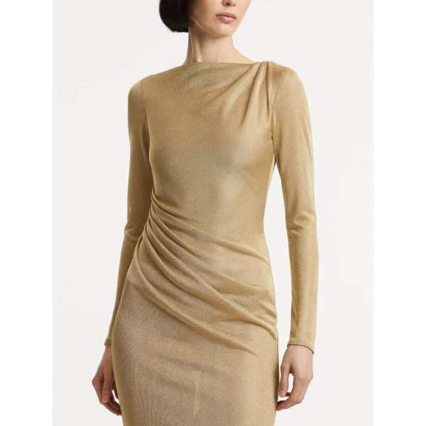 Oscar de la Renta Metallic Jersey Draped Gown - Oscar de la Renta Dresses - American Couture - Shop at Coveti