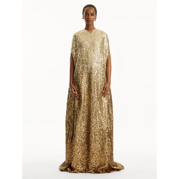 Oscar de la Renta Metallic Ombré Sequin Embroidered Caftan - Oscar de la Renta Dresses - American Couture - Shop at Coveti