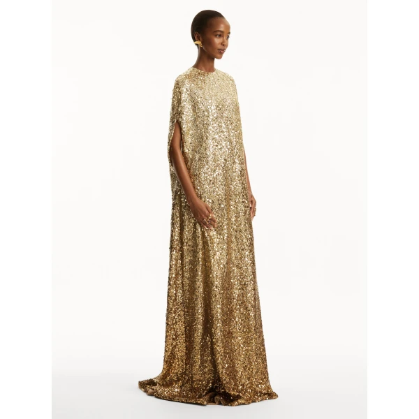 Oscar de la Renta Metallic Ombré Sequin Embroidered Caftan - Oscar de la Renta Dresses - American Couture - Shop at Coveti