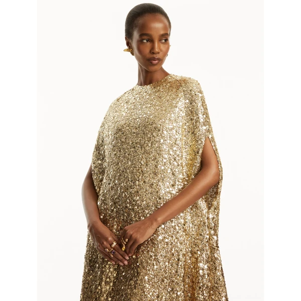 Oscar de la Renta Metallic Ombré Sequin Embroidered Caftan - Oscar de la Renta Dresses - American Couture - Shop at Coveti