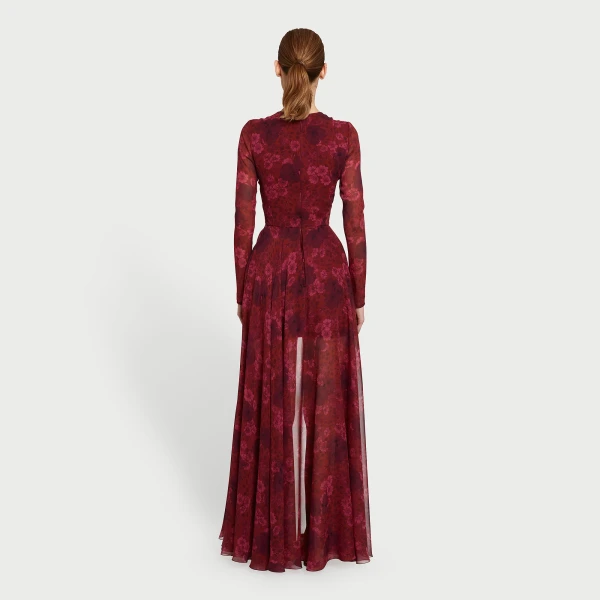 Giambattista Valli Midi Anemones Silk Dress With Train - Giambattista Valli Dresses - Romantic Couture - Shop at Coveti