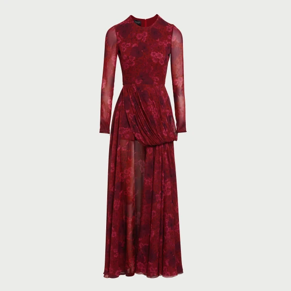 Giambattista Valli Midi Anemones Silk Dress With Train - Giambattista Valli Dresses - Romantic Couture - Shop at Coveti
