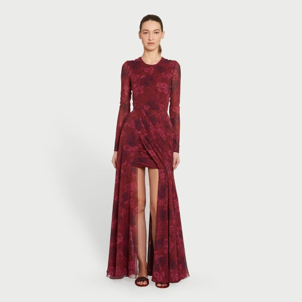 Giambattista Valli Midi Anemones Silk Dress With Train - Giambattista Valli Dresses - Romantic Couture - Shop at Coveti