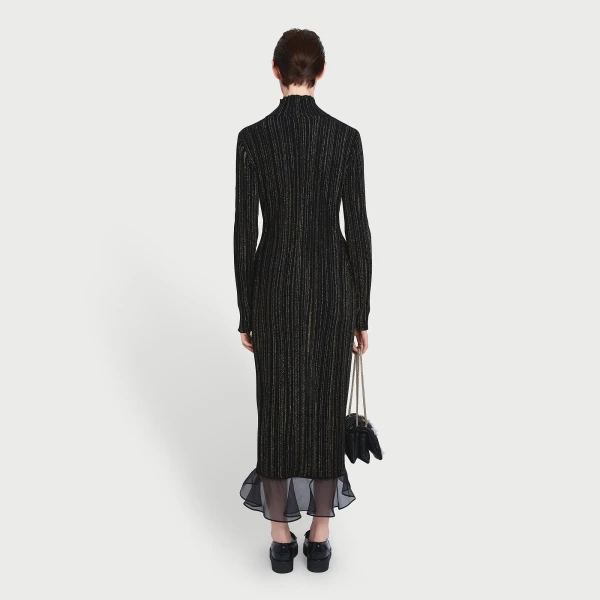 Giambattista Valli Midi Black And Gold Dress With Ruffles - Giambattista Valli Dresses - Romantic Couture - Shop at Coveti