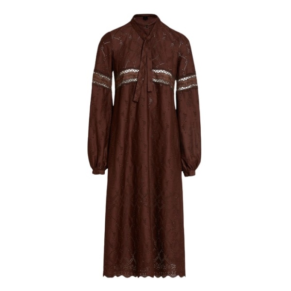 Giambattista Valli Midi Brown Saint-Gall Embroidery Dress - Giambattista Valli Dresses - Romantic Couture - Shop at Coveti