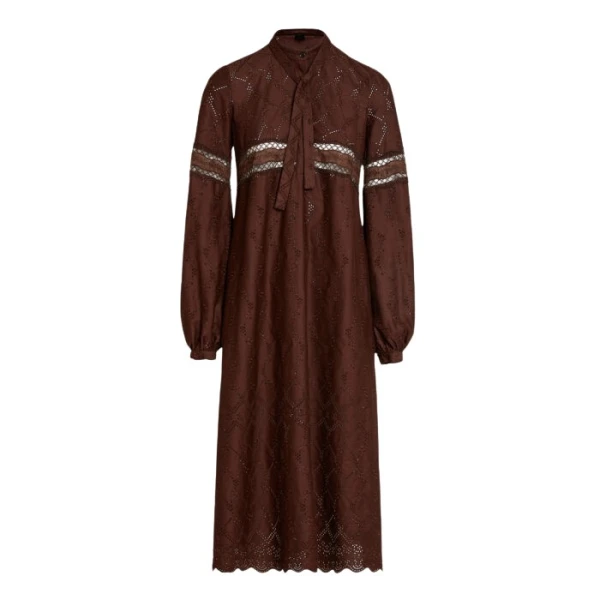 Giambattista Valli Midi Brown Saint-Gall Embroidery Dress - Giambattista Valli Dresses - Romantic Couture - Shop at Coveti