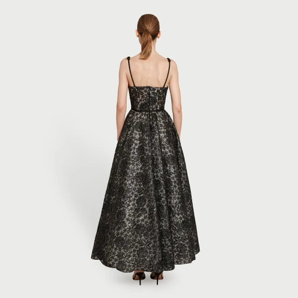 Giambattista Valli Midi Corset Dress With Shimmering Black Embroidery - Giambattista Valli Dresses - Romantic Couture - Shop at Coveti