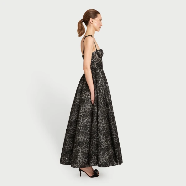 Giambattista Valli Midi Corset Dress With Shimmering Black Embroidery - Giambattista Valli Dresses - Romantic Couture - Shop at Coveti