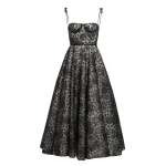 Giambattista Valli Midi Corset Dress With Shimmering Black Embroidery - Giambattista Valli Dresses - Romantic Couture - Shop at Coveti
