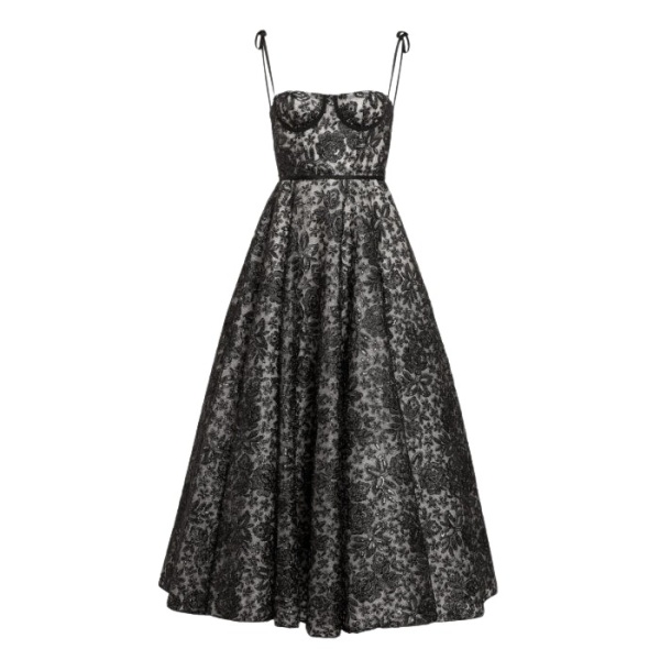 Giambattista Valli Midi Corset Dress With Shimmering Black Embroidery - Giambattista Valli Dresses - Romantic Couture - Shop at Coveti