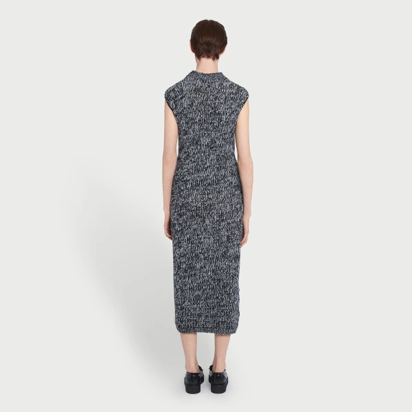 Giambattista Valli Midi Gray Wool Dress With Black Lace Details - Giambattista Valli Dresses - Romantic Couture - Shop at Coveti