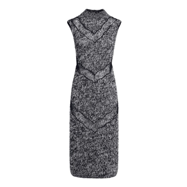 Giambattista Valli Midi Gray Wool Dress With Black Lace Details - Giambattista Valli Dresses - Romantic Couture - Shop at Coveti