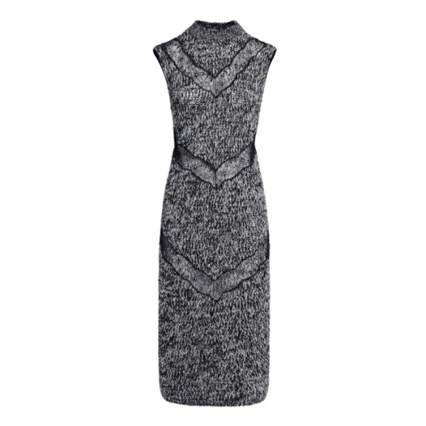 Giambattista Valli Midi Gray Wool Dress With Black Lace Details - Giambattista Valli Dresses - Romantic Couture - Shop at Coveti
