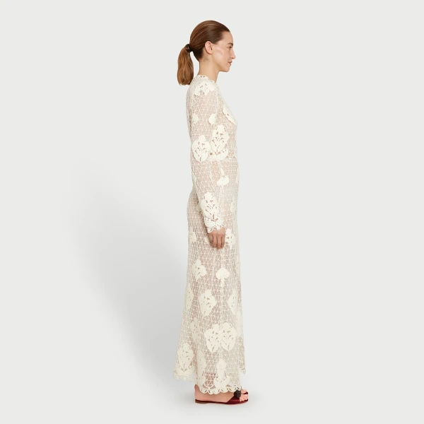 Giambattista Valli Midi Ivory Macrame Dress In Wool - Giambattista Valli Dresses - Romantic Couture - Shop at Coveti