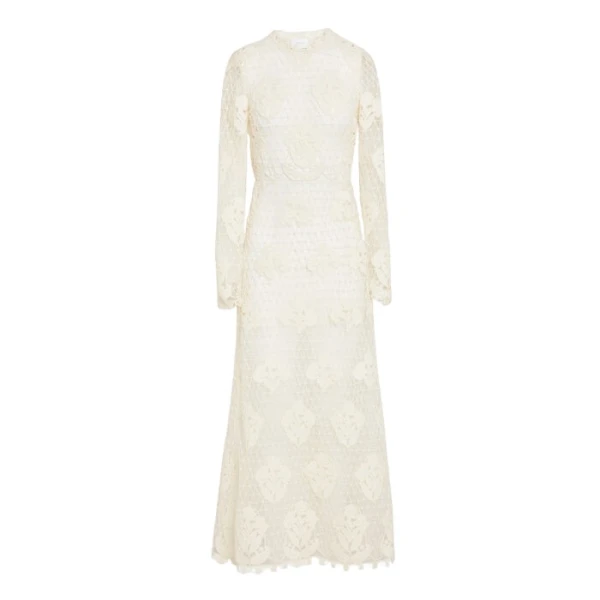Giambattista Valli Midi Ivory Macrame Dress In Wool - Giambattista Valli Dresses - Romantic Couture - Shop at Coveti