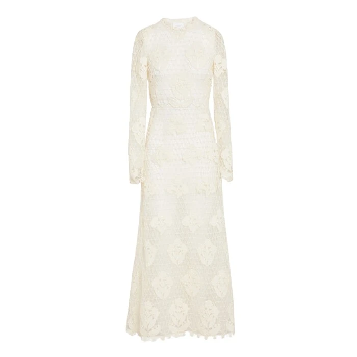 Midi-Ivory-Macrame-Dress-In-Wool-Giambattista-Valli-Dresses-632221_nobg Giambattista Valli Midi Ivory Macrame Dress In Wool - Giambattista Valli Dresses - Romantic Couture - Shop at Coveti