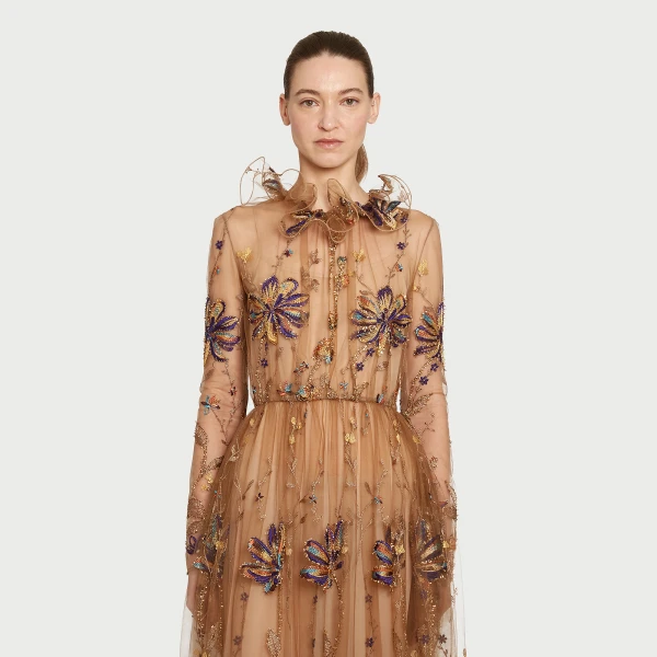 Giambattista Valli Midi Kaleido-Flower Embroidered Tulle Dress - Giambattista Valli Dresses - Romantic Couture - Shop at Coveti