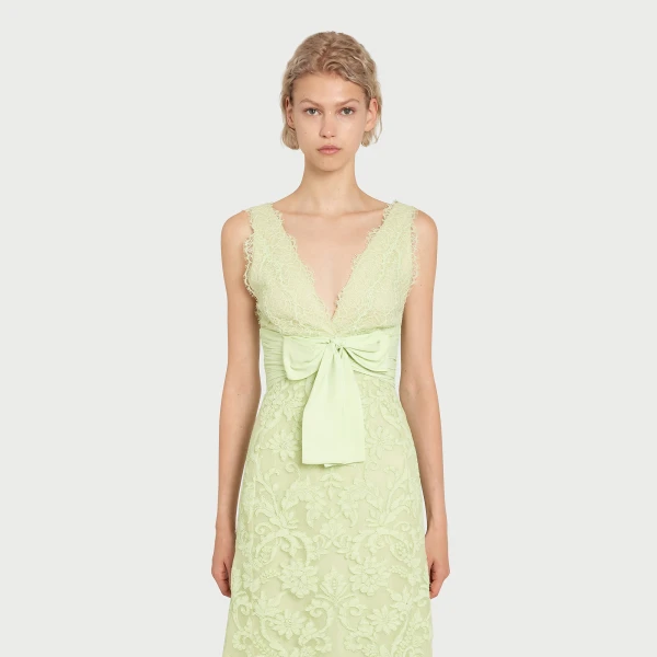 Giambattista Valli Midi Lime Embroidered Lace Dress - Giambattista Valli Dresses - Romantic Couture - Shop at Coveti
