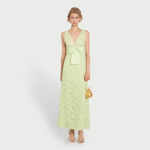 Giambattista Valli Midi Lime Embroidered Lace Dress - Giambattista Valli Dresses - Romantic Couture - Shop at Coveti