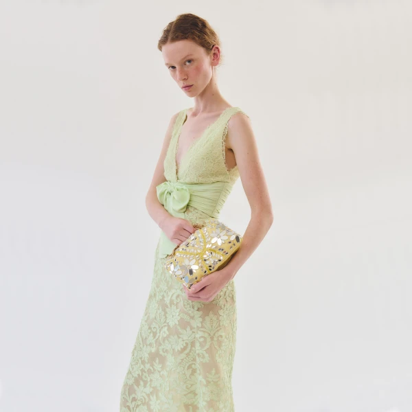 Giambattista Valli Midi Lime Embroidered Lace Dress - Giambattista Valli Dresses - Romantic Couture - Shop at Coveti