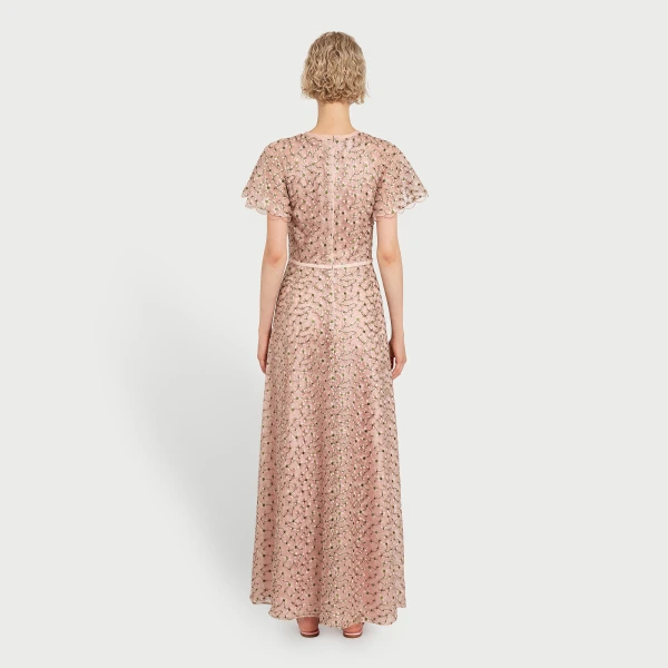 Giambattista Valli Midi Pale Pink Dress With Embroidered Daisies - Giambattista Valli Dresses - Romantic Couture - Shop at Coveti