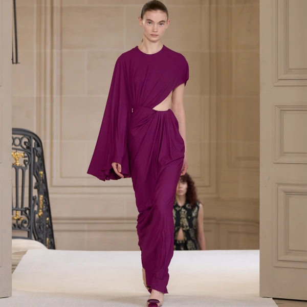 Giambattista Valli Midi Purple Draped Asymmetrical Dress - Giambattista Valli Dresses - Romantic Couture - Shop at Coveti