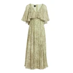 Giambattista Valli Midi Wild Flowers Green Silk Dress With Cape - Giambattista Valli Dresses - Romantic Couture - Shop at Coveti