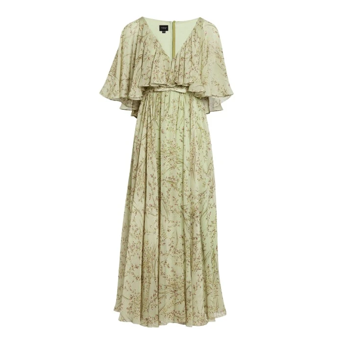 Midi-Wild-Flowers-Green-Silk-Dress-With-Cape-Giambattista-Valli-Dresses-827436_nobg Giambattista Valli Midi Wild Flowers Green Silk Dress With Cape - Giambattista Valli Dresses - Romantic Couture - Shop at Coveti